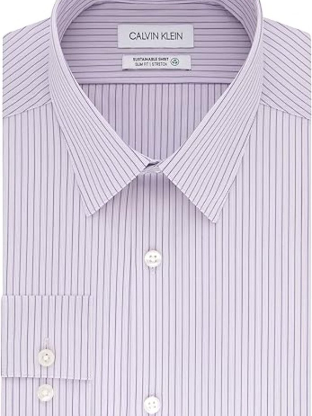Calvin Klein Light Purple Stripe Dress Shirt Men’s 16 34/35 Slim Fit Non-Iron